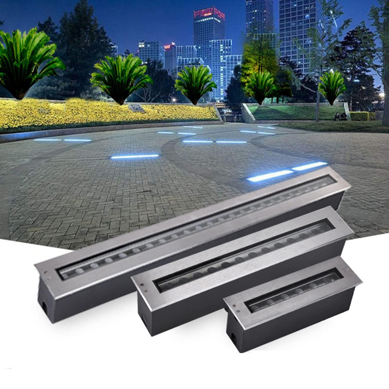 Oświetlenie LED Ground Buried Light – RGB Recessed Ground Lights, 12/Rectangle Outdoor Landscape Light Garden Ground Light, Waterproof Pathway Lights, for Backyard Patio Garden Step Decorative (Rgb