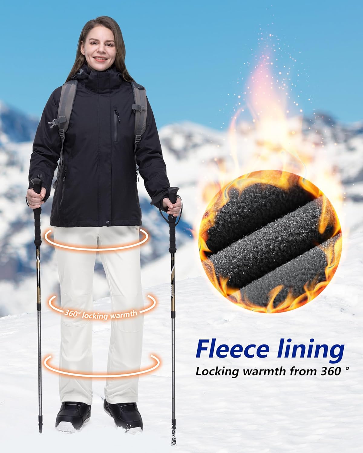 33,000ft Women's Softshell Snow Pants Waterproof Warm Ski Pants Insulated Ripstop Snowboard Winter Pants
