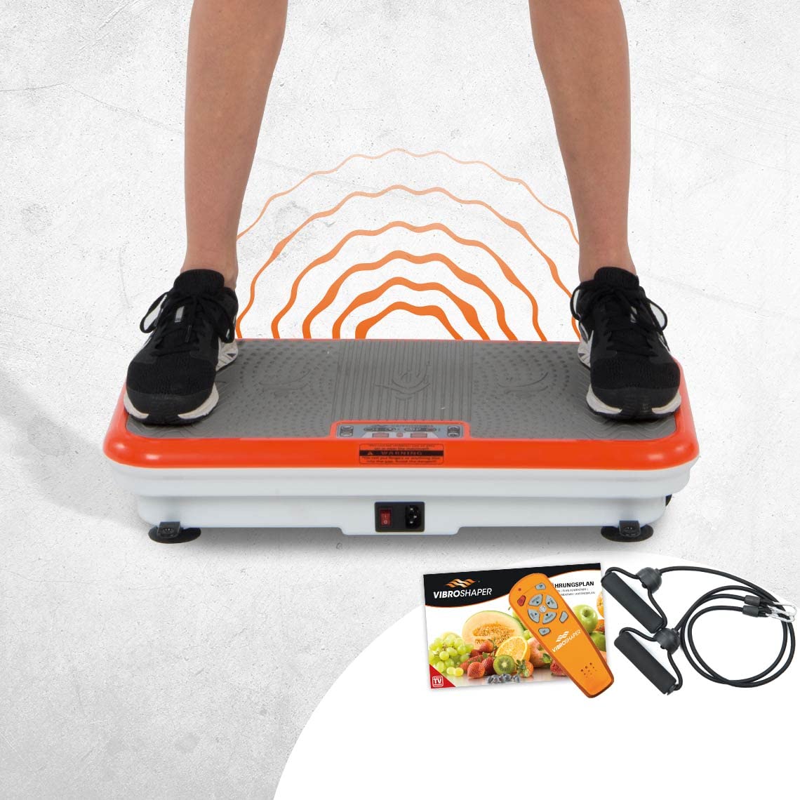 Mediashop Vibro Shaper - leistungsstarke Vibrationsplatte für Zuhause - Vibrationsboard für Ganzkörper-Workout & Muskeltraining - Vibrationsgerät inkl. Fitnessbändern - für Verschiedene Muskelgruppen