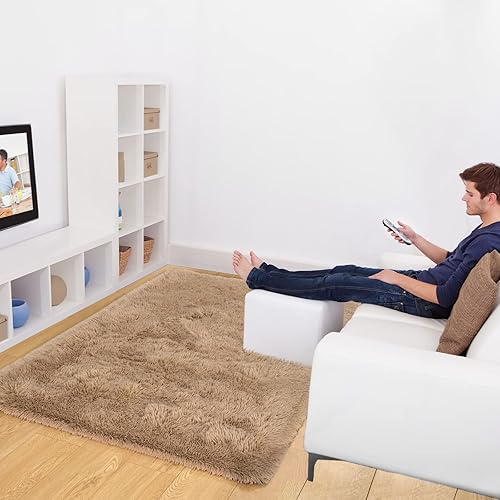 Miniatura 232 de Kelarea Alfombra de área para sala de estar, 3 x 5, antideslizante, color azul turquesa, esponjosa, suave, alfombra de felpa peluda para dormitorio