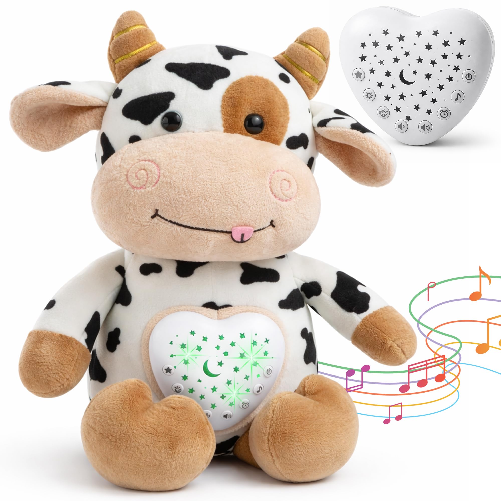 Peluche Ruido Blanco Bebe 15 Melodias- Autotemporizador y Detector llanto - Carga USB incluida | Ayuda a Dormir para Recién Nacidos – Regalo Bebé