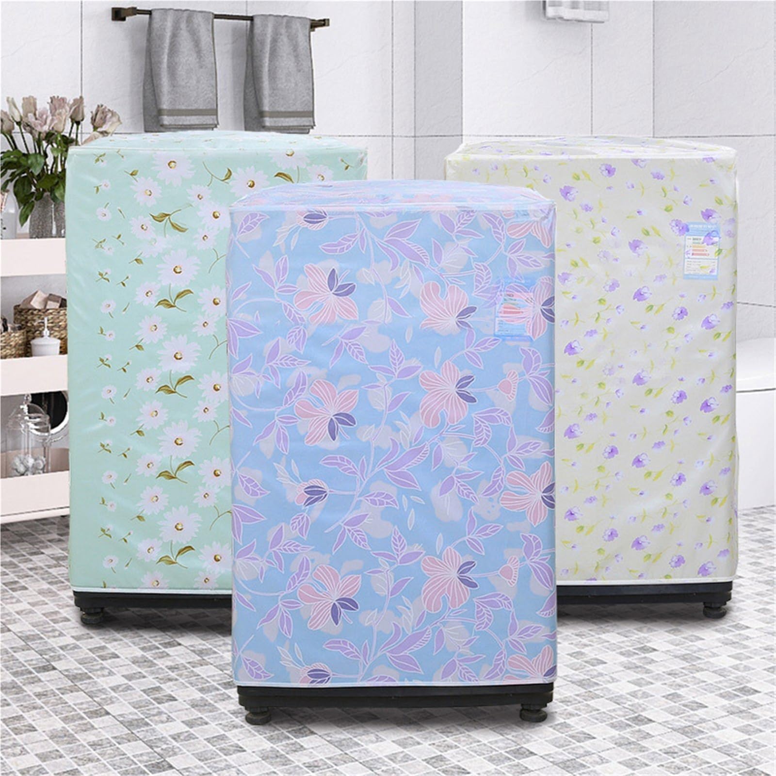 2 pezzi di copertura for lavatrice custodia impermeabile multifunzione for uso domestico protettiva for a vibrazione per Interno(Beige)