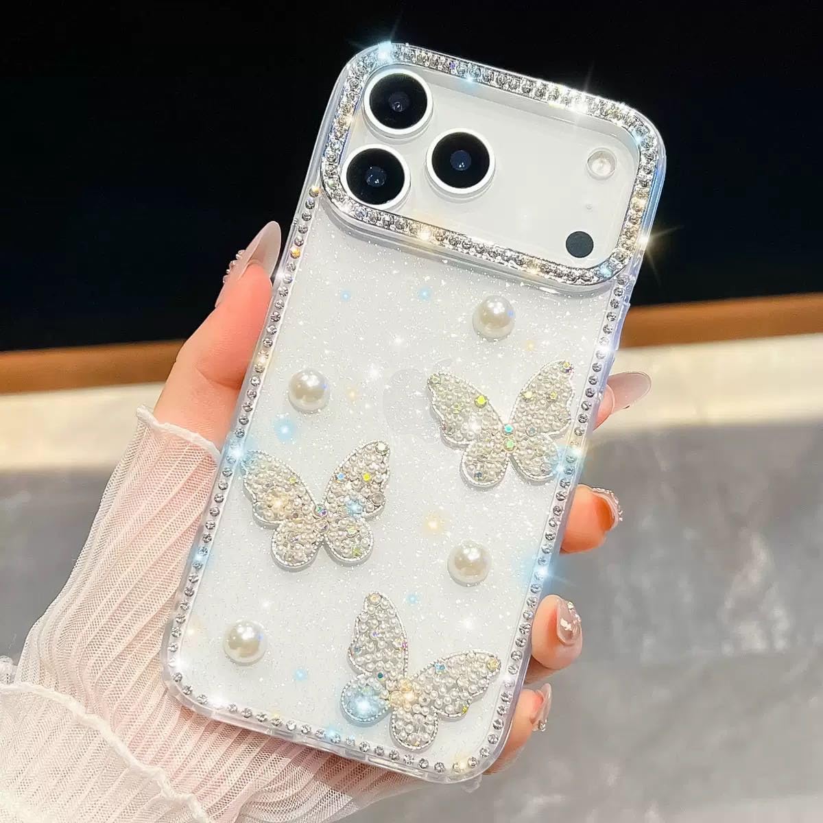 Cninyck 対応 いphone17pro ケース 可愛い きらきら 対応 iPhone 17 Pro クリア かわいい ブリンブリン おしゃれ 韓国 耐衝撃 TPU アイフォン17pro 用 スマホケース キラキラ ワイヤレス充電対応 対応 iPhone 17プロケース クリア