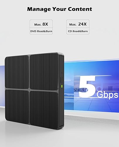 Miniatura 4 de Unidad externa de CDDVD para portátil Unidad de DVD USB Reproductor de DVD externo para portátil, grabadora de CD CD ROM Unidad externa para