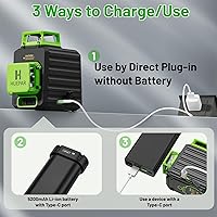 Vista 7 de HUEPAR Nivel láser 360 autonivelante, recargable 3D de alto brillo láser verde 3 x 360 ° la mejor herramienta niveladora láser para construcción