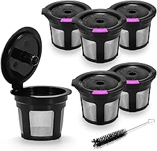 STYDDI 6-Pack Reusable K Cups for Keuring, Refillable K Cup Empty Coffee Capsule Filter Pod with Cleaning Brush for Keurig 2.0 & 1.0 Brewers Coffee K-Cup Capsule Machine