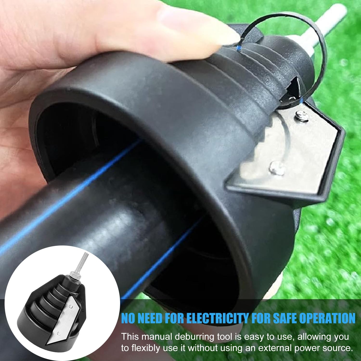 Ébavureur pour Tuyaux Plastiques, pour 20, 25, 32, 40, 50, 63 mm | Ebavureur avec Raccord pour Foret et Tournevis pour Tuyaux PE, PVC et PP, Noir