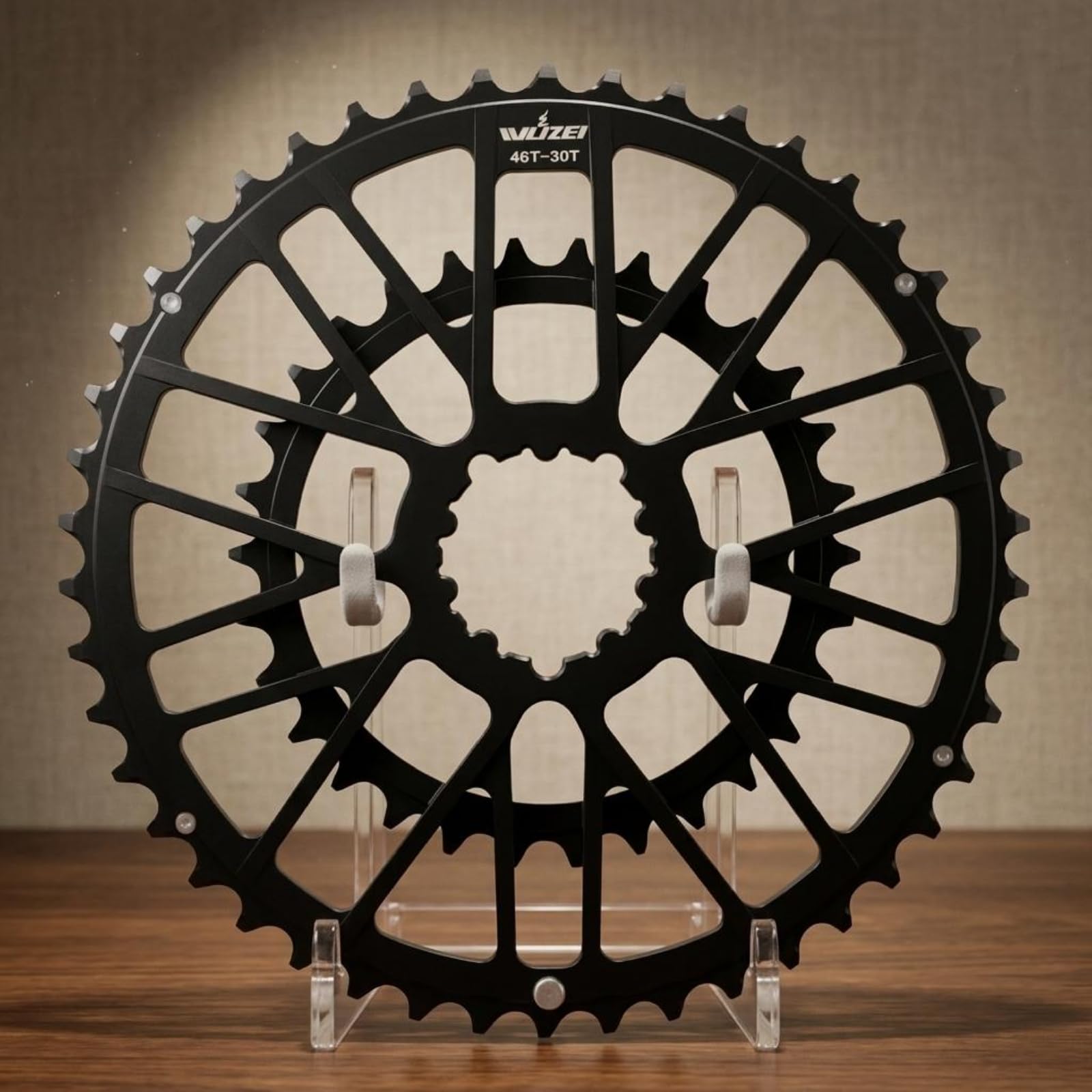 Milageto Plato de Bicicleta Doble Plato Piñón Engranaje de Aleación de Aluminio con Montaje Diseño Aligerado con Ventanas Dientes Estrechos y Anchos , 50T/34T