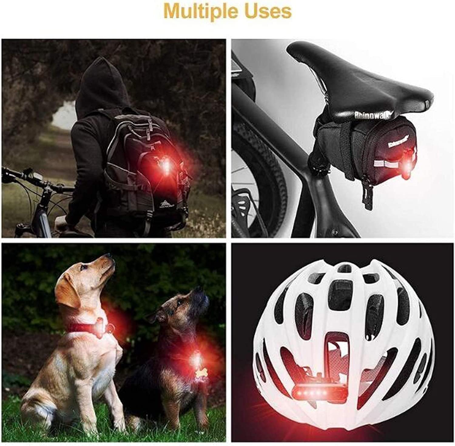 ARTSZY 2 Pezzi Luce Posteriore for Bicicletta Intelligente, LED Ultra Luminoso Avvertimento Torcia for Bicicletta USB Ricaricabile Impermeabile 4 Modalità Luce Opzioni for la Sicurezza in Bicicletta,R