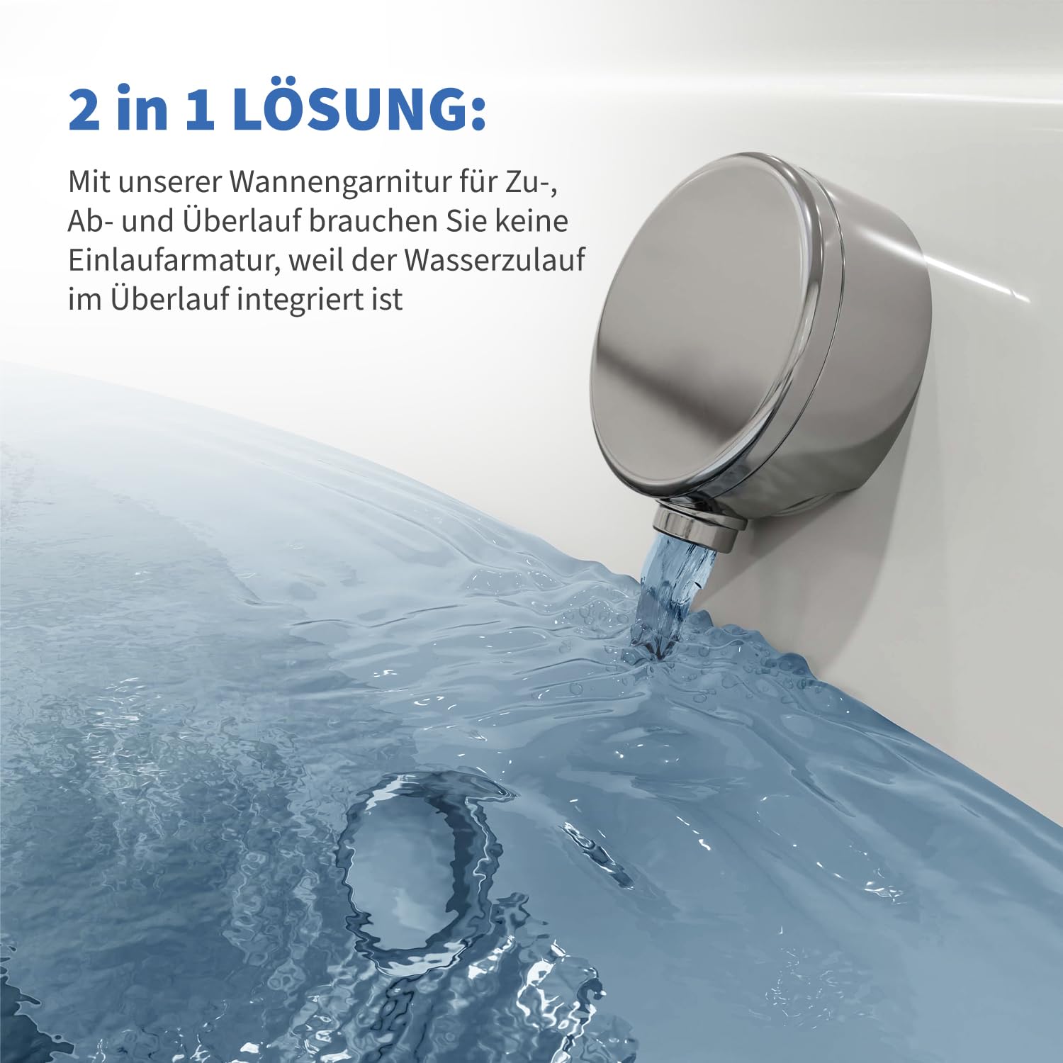 AQUADE Acryl Badewanne 180x120 cm Modell: Hamburg Badewanne Komplettset mit Wannenfüßen + Schürze + Ab-Überlauf-Garnitur + Wannenrandarmatur + Nackenkissen + LED/Konfigurieren Sie Ihre Wanne