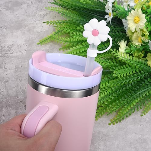 Miniatura 6 de Raymall 6 fundas de silicona para popote Stanley Cup H2.01.0 de 30 oz40 onzas, tapón de paja reutilizable a prueba de polvo para popote de 0.394 in,