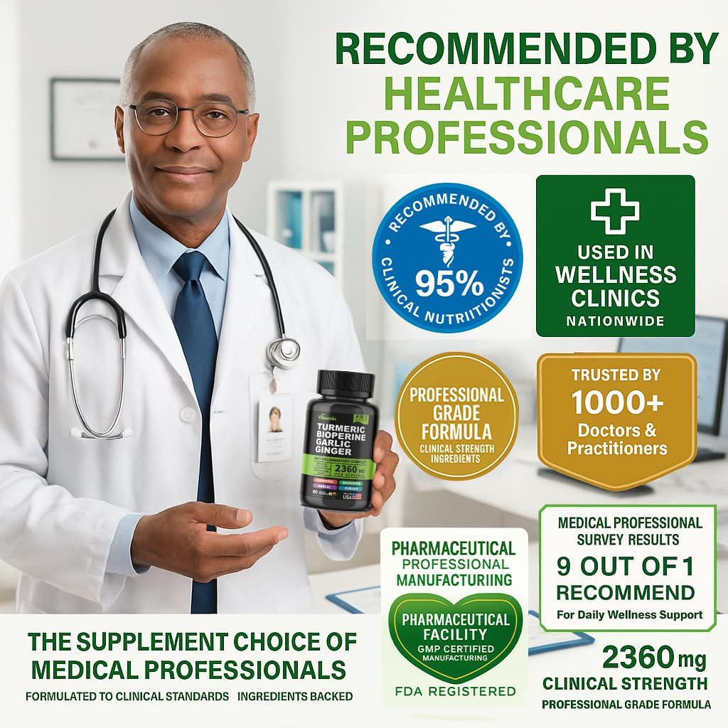 Turmeric Curcumin Supplement with BioPerine & Garlic - 2360mg High Potency Turmeric Ginger Root Capsules for Joint Support, Immune Health & Anti Inflammatory - 60 Veggie Caps - Image 4