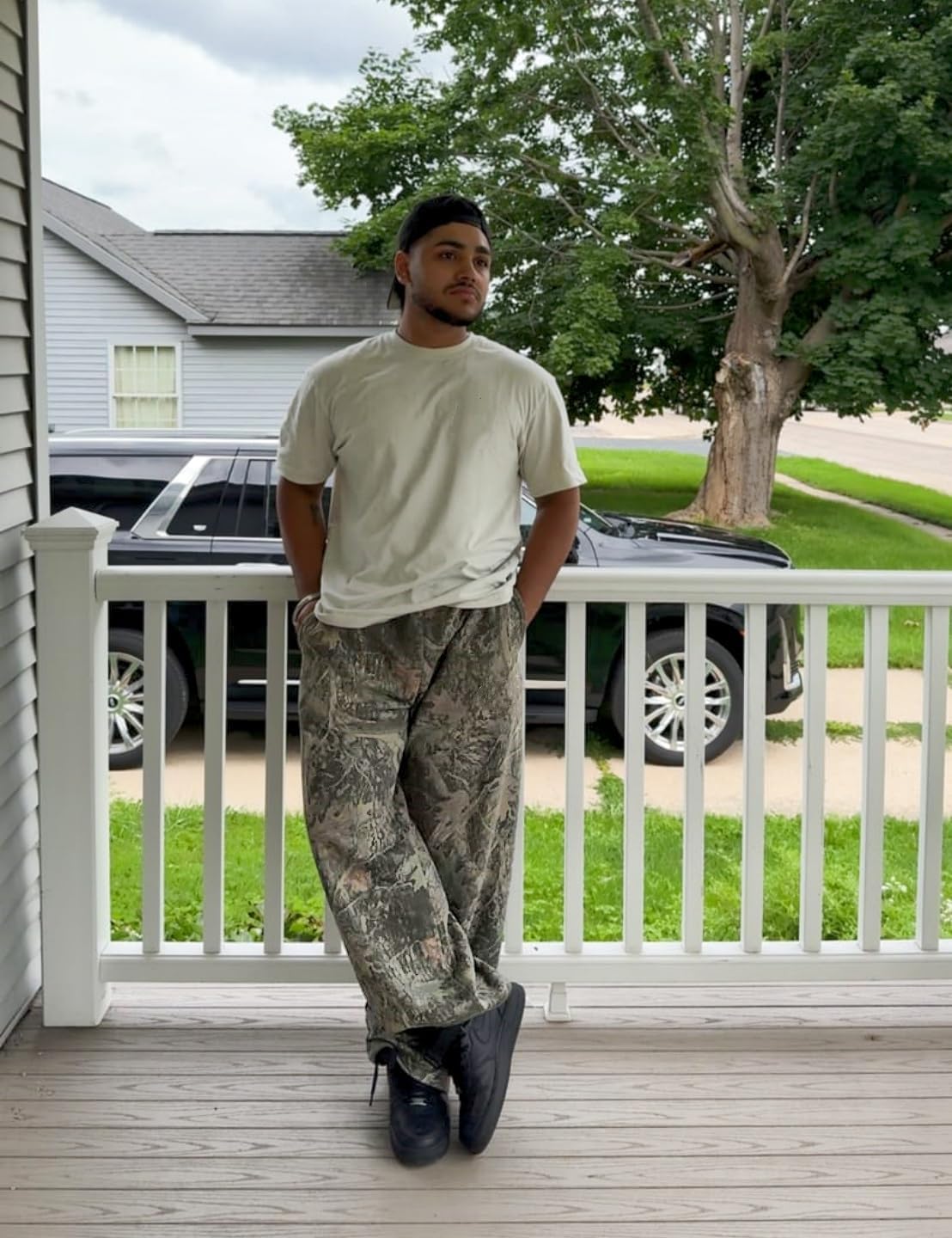 Mens Baggy Camo Pants Camouflage Sweatpants with Pockets,Camo Cargo Joggers for Gym Workout & Hiking - Image 3