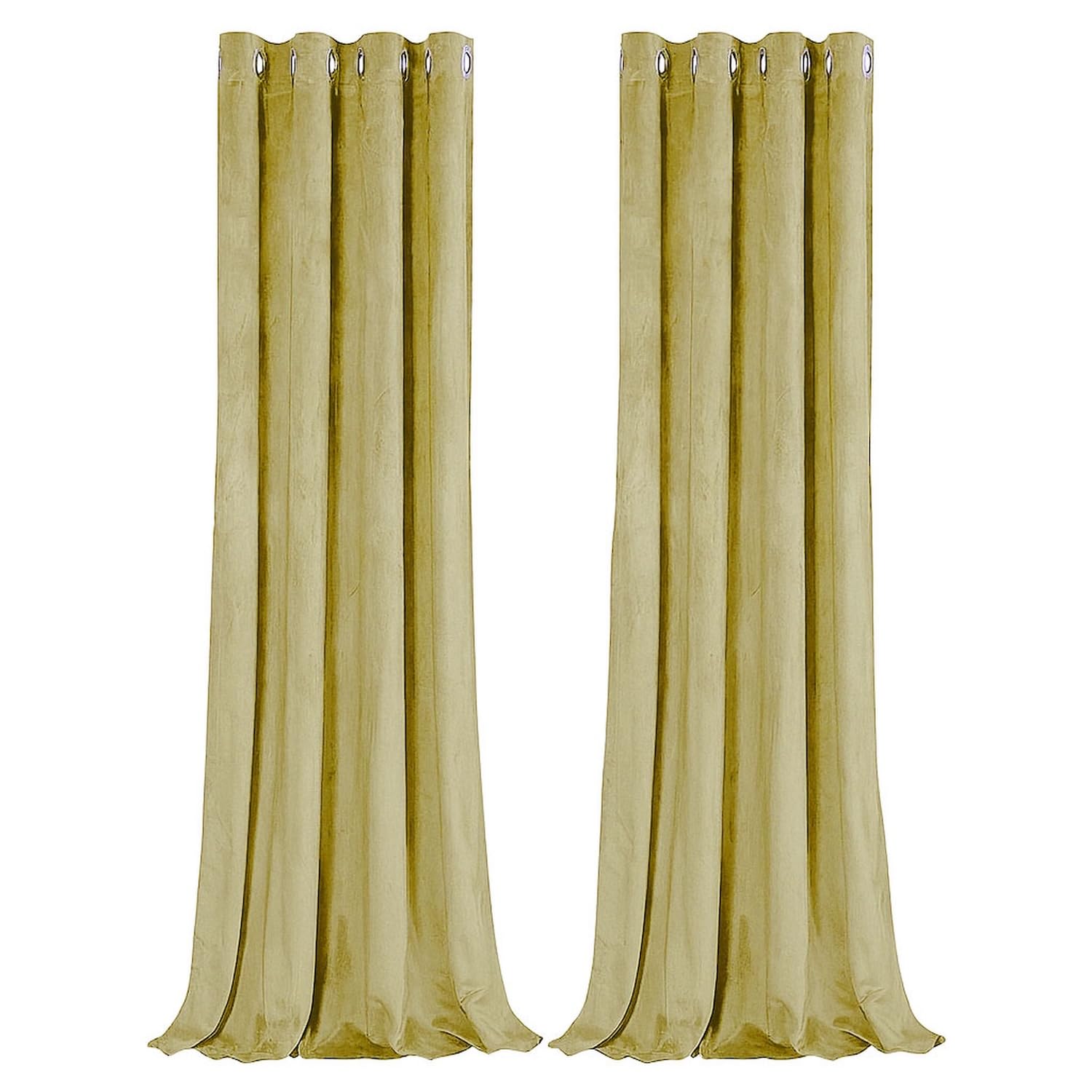 Rackhams Yellow Dusty Velvet Blackout Eyelet Curtains - 46X54 Inch Drop - Pair