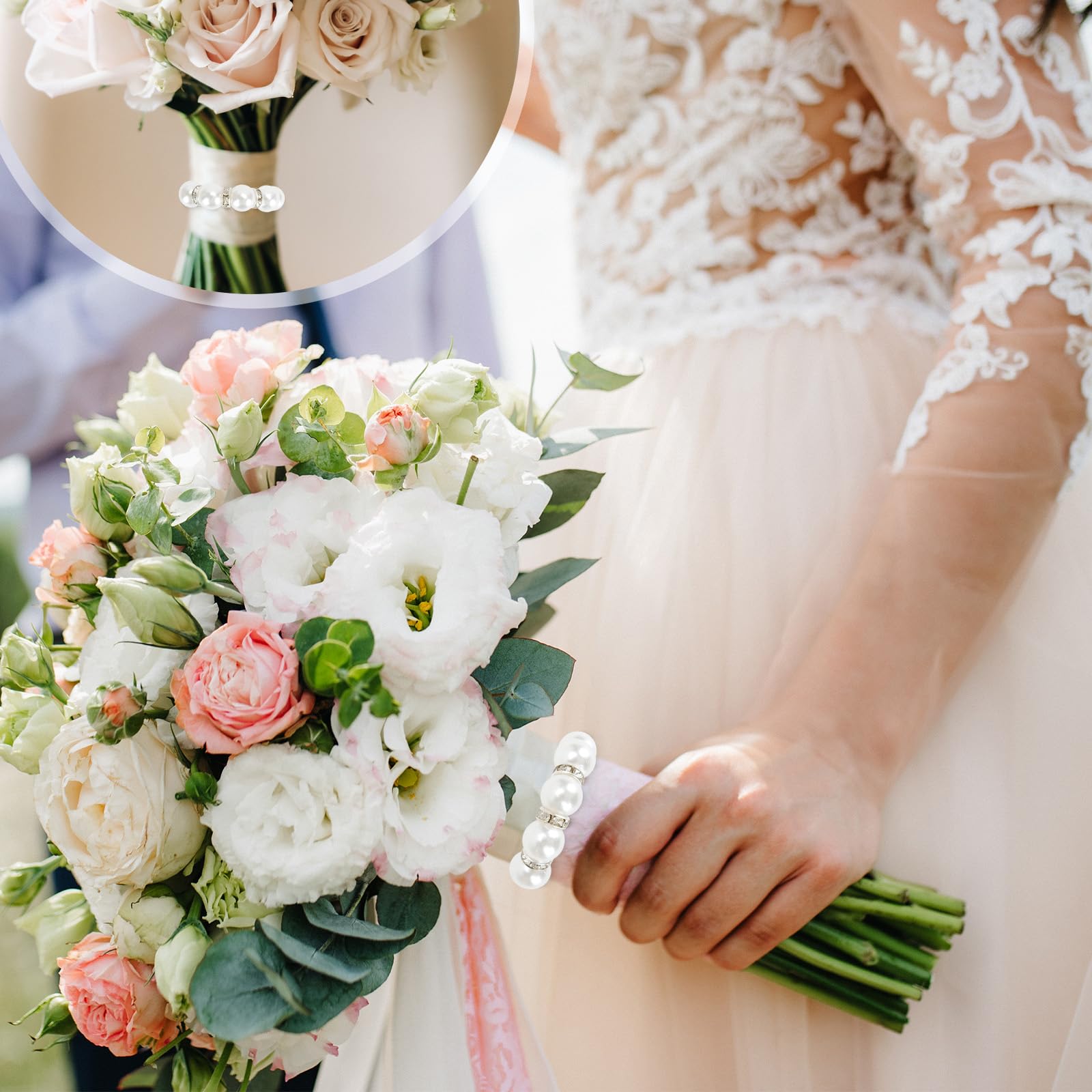 Anelli portatovaglioli con perle, 60 pezzi, con fibbie, tovaglioli, anelli allungati, con strass, portatovaglioli, fermagli per tovaglioli, decorazione da tavolo per cene, matrimoni, banchetti e feste
