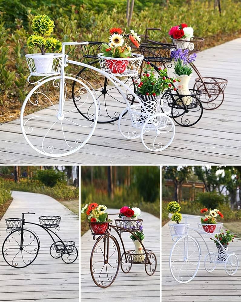 Amazon | フラワースタンド ガーデンラック アイアン 自転車型