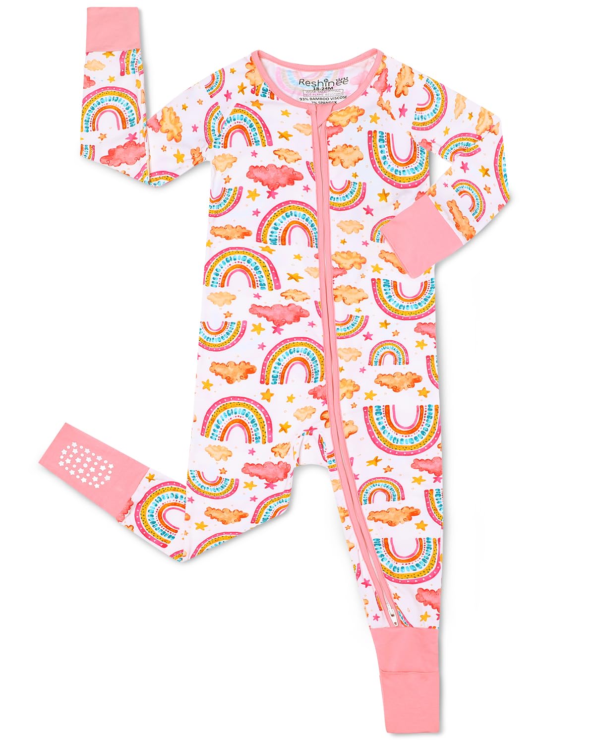 babee Reshinee Viscose Derived from Bamboo Baby Footie Pajamas Convertible Newborn Sleeper for Baby Girl Zipper Onesie 0-24M