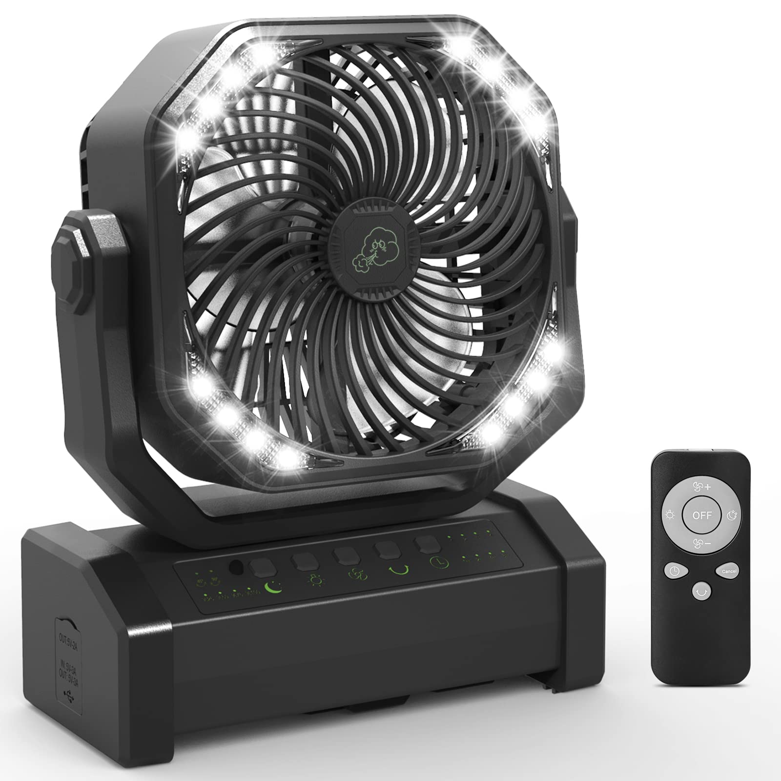 Camping Fan with LED Light, 20000mAh Rechargeable Battery Operated Table Fan  : Amazon.de: Home u0026 Kitchen