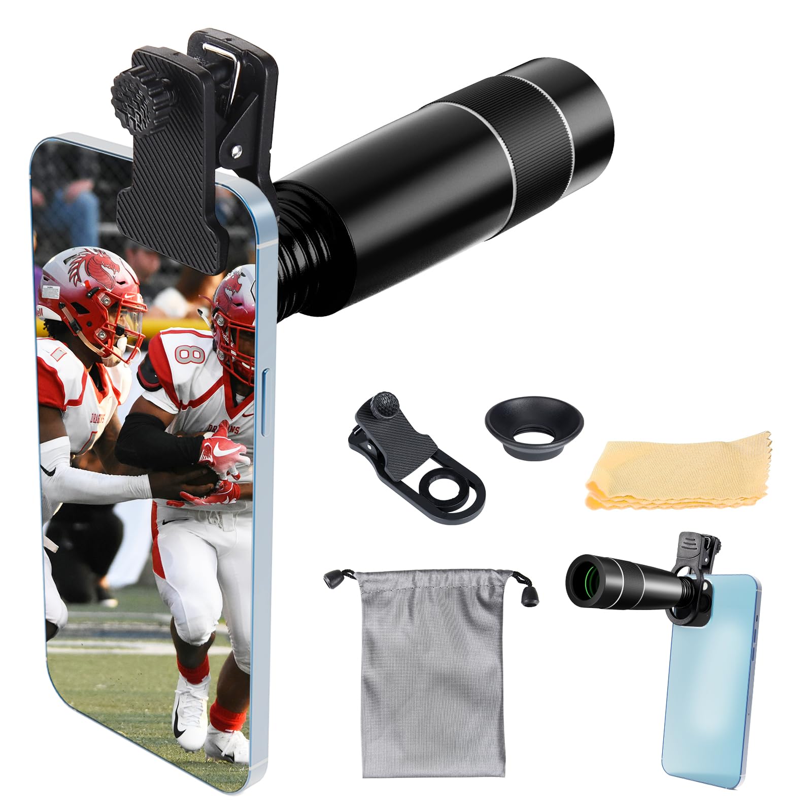 22X Long Focus Telephoto Phone Lens for iPhone and Android, Zoom Cellphone Camera Lens with Phone Clip for Picture Video Taking