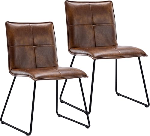 Miniatura 2 de Duhome - Juego de 2 sillas de comedor de piel sintética, modernas de mediados de siglo, sillas laterales con patas de metal para sala de estar,