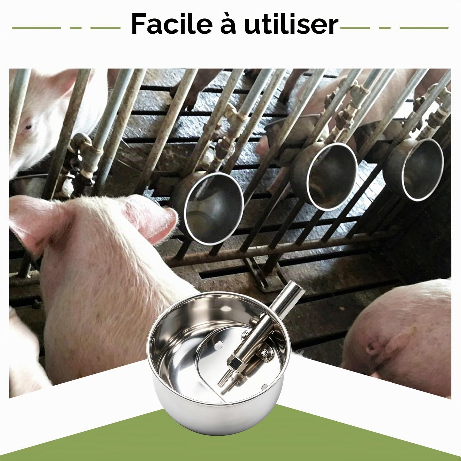 Abreuvoir Automatique en Acier Inoxydable, 15cm Distributeur d'eau pour Porcs Bol Automatique avec Valve De Contrôle, pour Porcelets, Chèvres, Moutons Et Autres Animaux De La Ferme
