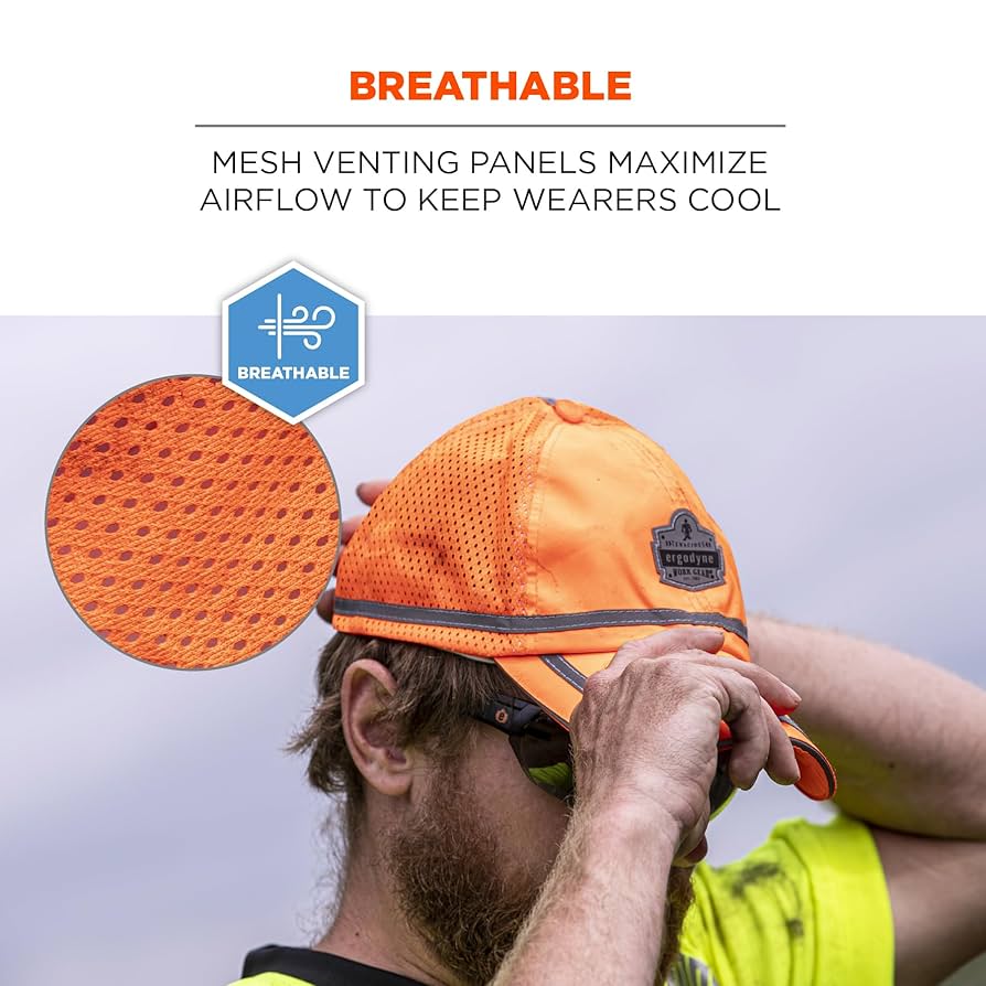 Ergodyne GloWear 8930 High Vis Baseball Hat, Breathable Mesh