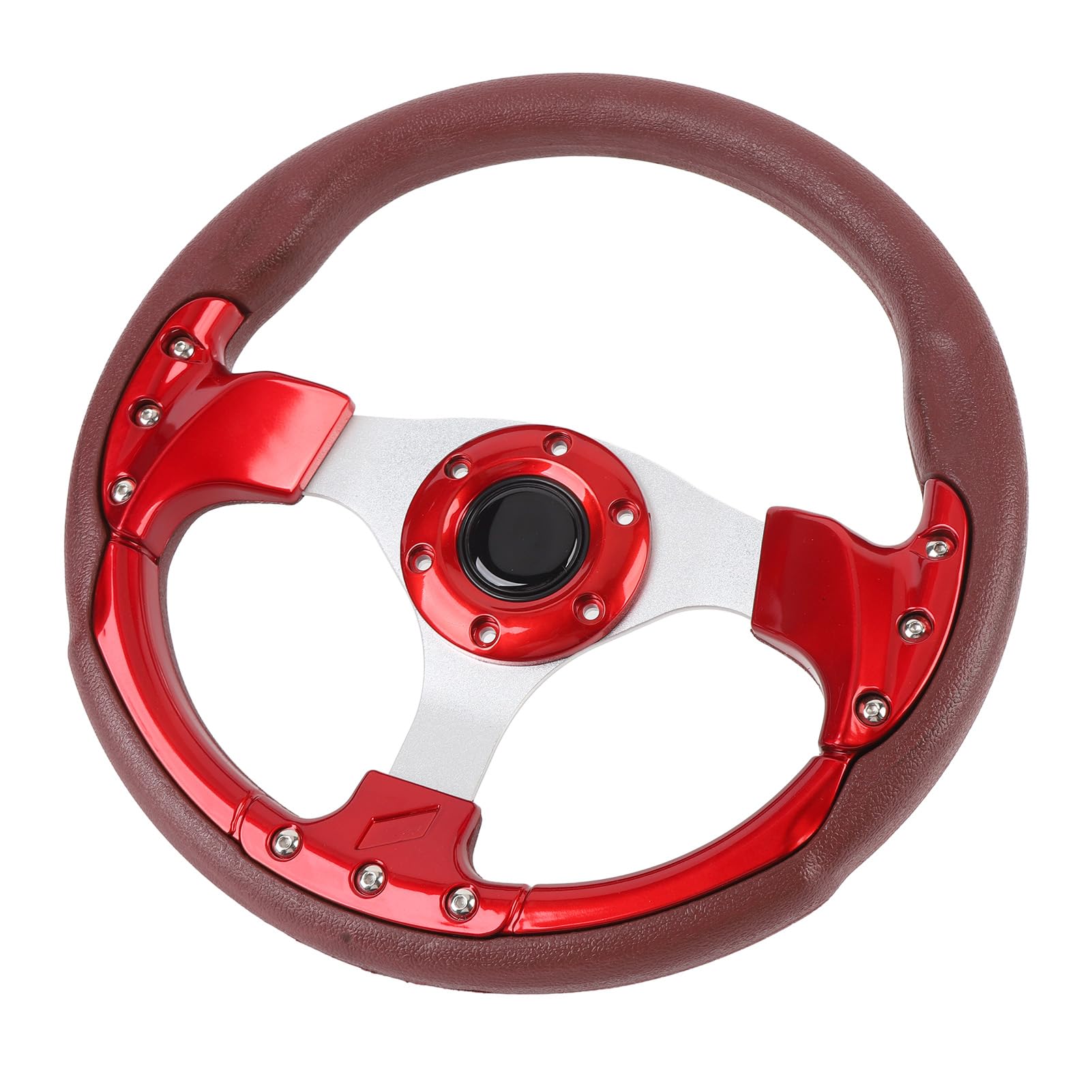 13-calowa kierownica z PU, odporna na wstrząsy sportowa kierownica samochodowa z 6-otworowym adapterem, wygodna i trwała aluminiowa rama, stylowy design dla (czerwony)