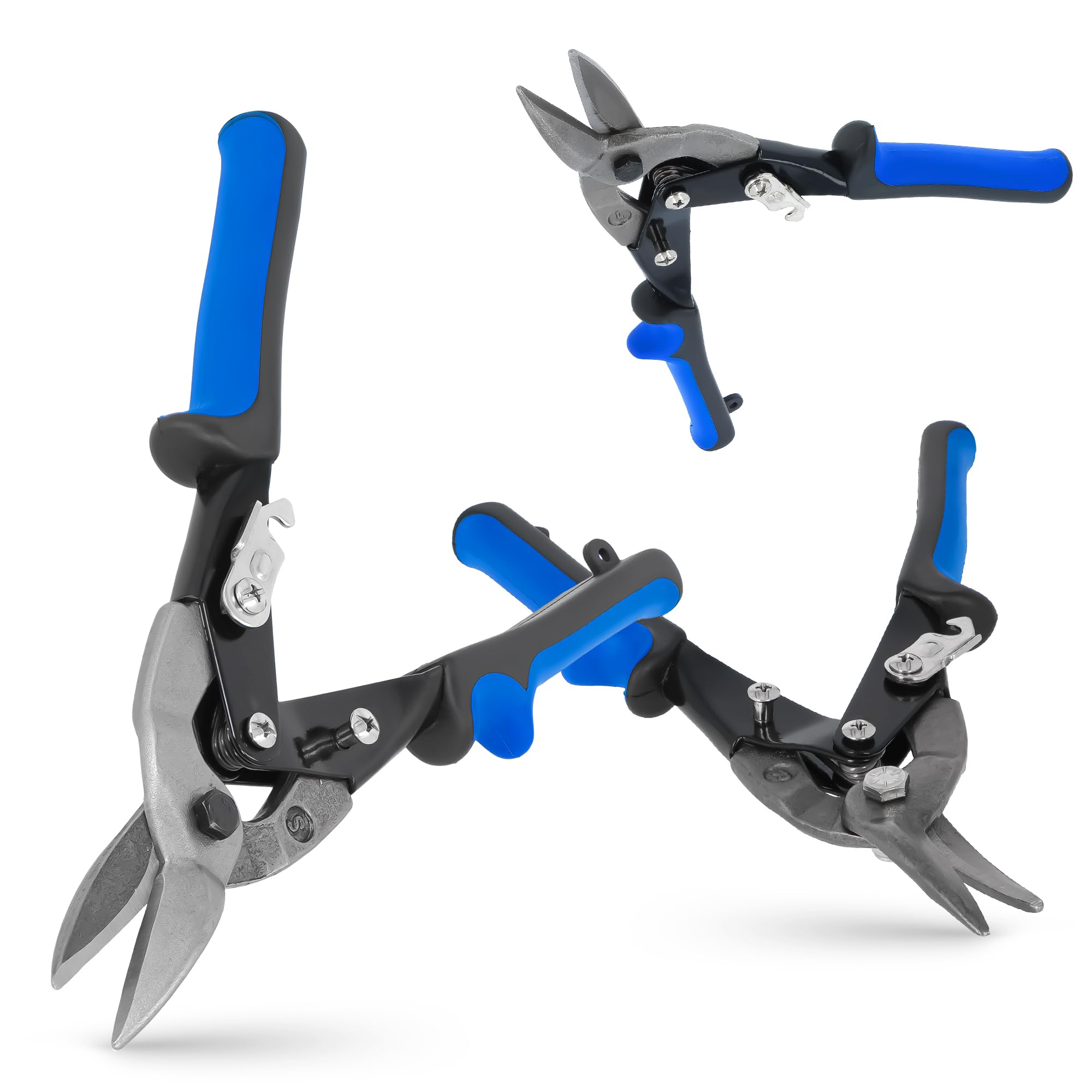3x Cesoie Lamiera Lattoniere Metallo 10'' Taglio Sinistra Destra Dritto Cesoie Pieghevoli per Impieghi Gravosi Impugnatura Ergonomica Forbici Universali Set Forbici