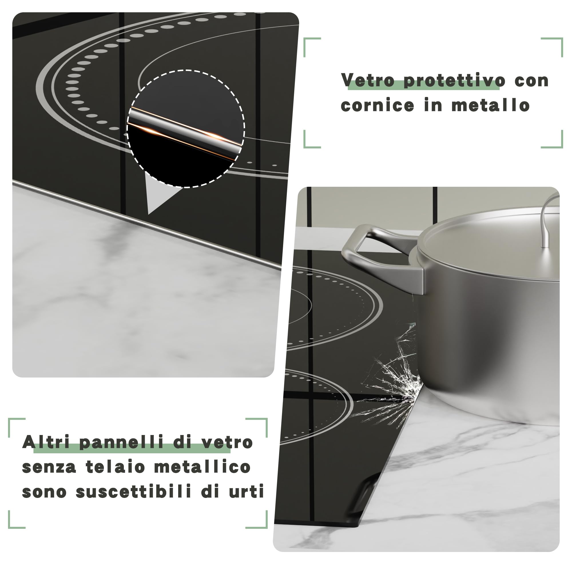 DELITEER Piano Cottura Vetroceramica a 4 Piastre, Piano Cottura in Vetroceramica da Incasso 59cm, 6600W, Controllo Touch a Scorrimento, Doppia Zona Flessibile, Piano Cottura a 4 Piastre, senza Spina