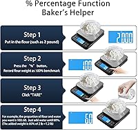 Vista 3 de BOMATA Báscula de cocina grande con alta precisión de 0.1 g/0.001 oz, báscula de panadería de 5 kg/11 lb con % de función de porcentaje, recargable