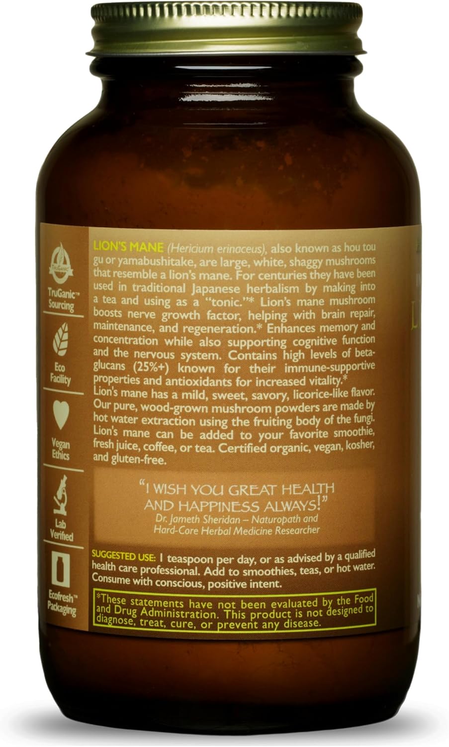 HEALTHFORCE SUPERFOODS Integrity Extracts Lion's Mane - Powder - 150 Grams