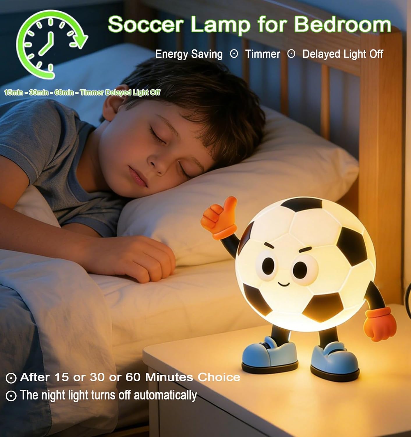 IYT Soccer Night Light for Kid,Silicone Football Lamp 2-Level Dimmable USB-C Rechargeable 15-60 Min Timer,RGB Gradient Color Light Up Portable Nursery Teens Decor Gifts for Sports Soccer Fan Gift
