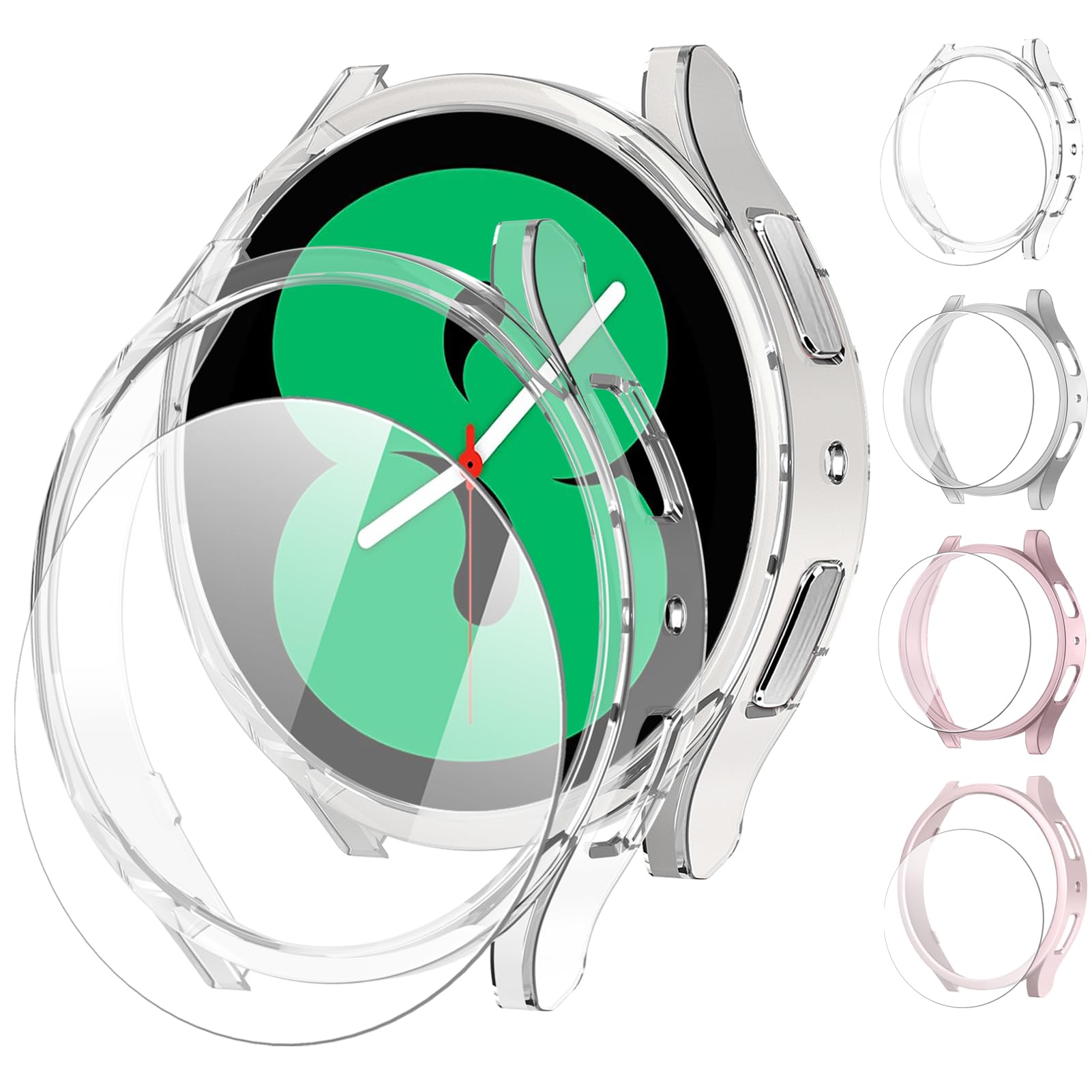 Carcasa rígida antiarañazos para Galaxy Watch 5 y 4 44mm con protector de pantalla 8