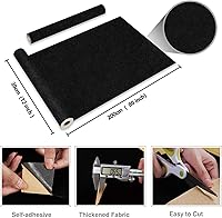 Vista 9 de CRE8TIVE Forros de cajón de terciopelo autoadhesivos de 12 x 80 pulgadas para joyas, papel tapiz de terciopelo de fieltro negro grueso, tela
