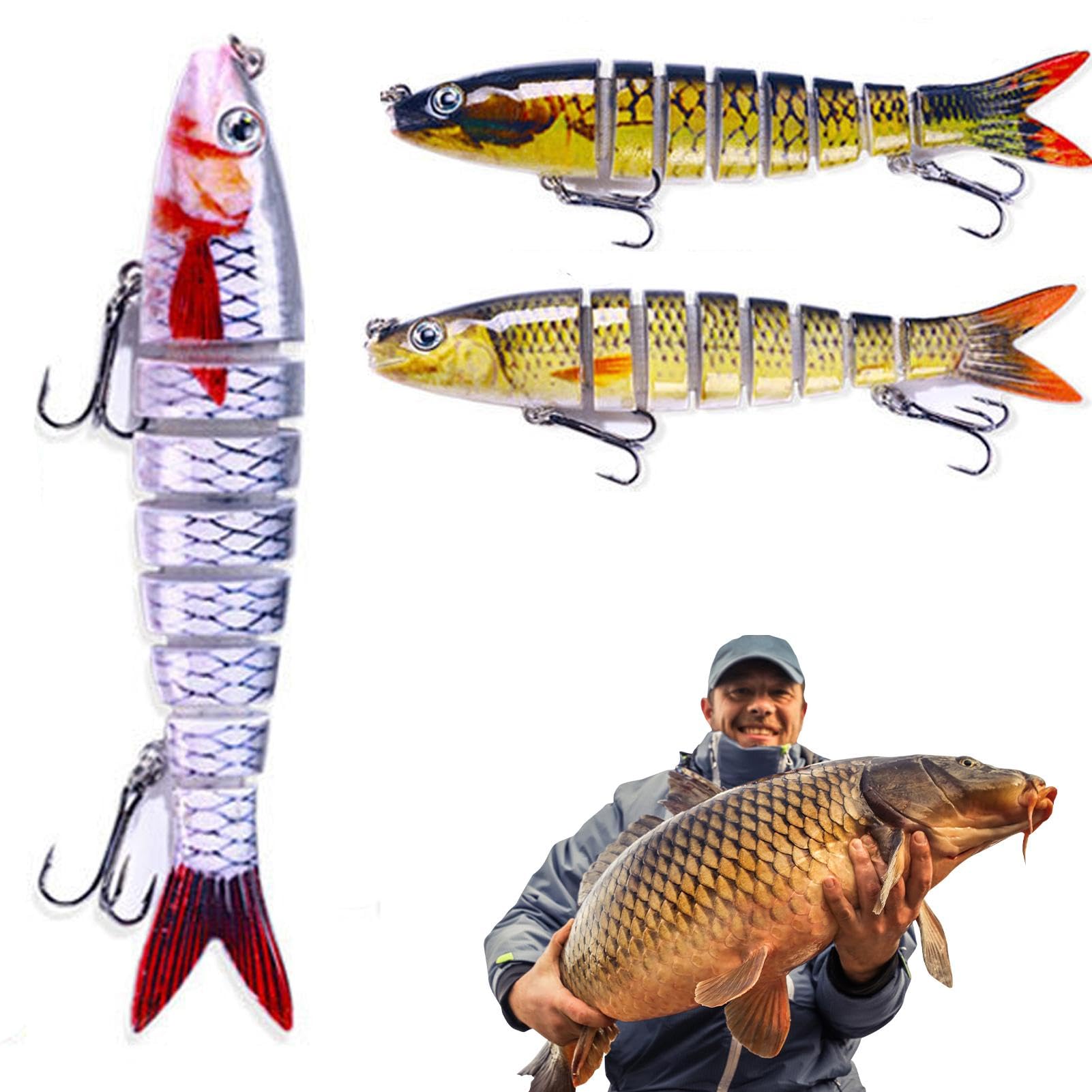 Swimbait snodati multipli, Swimbait snodati | Esche da pesca multifunzionali,Swimbait snodato a 8 sezioni per Crappie, esche da nuoto realistiche per la pesca alla spigola in acqua e salata