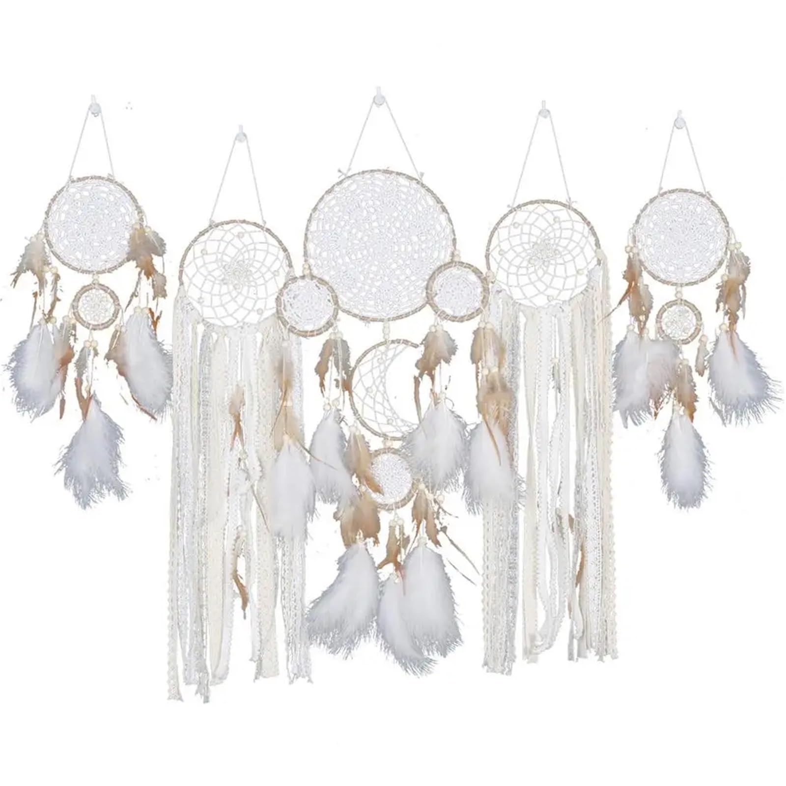 Dream Catcher 5pcs Dream Catchers Home Decor Handmade Wall Art Hangings Ornaments for Room(Yellow)