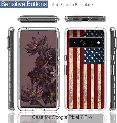 Miniatura 5 de Funda protectora para Pixel 7 ProGoogle 7 Pro, diseño de bandera transparente y bonita funda protectora de cuerpo completo para Google Pixel 7 Pro