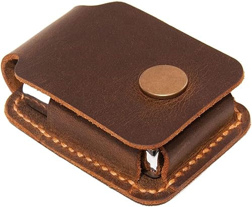 Funda de cuero hecha a mano para encendedor para hombres, para funda de cuero Zippo, regalo de cumpleaños para él o ella (marrón)