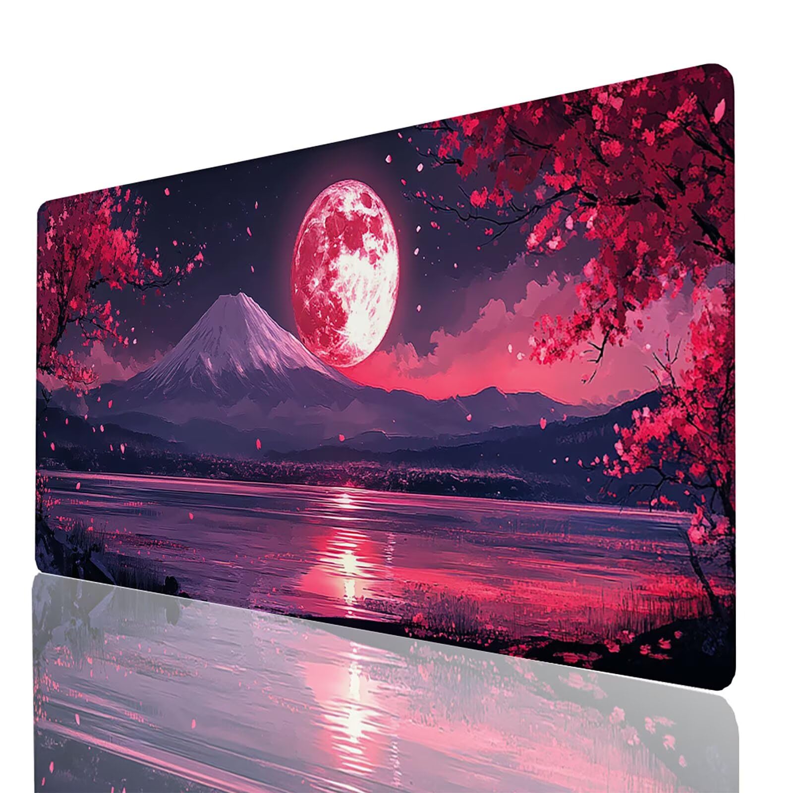 Podkładka pod mysz z kwiatami wiśni XXL 1400 x 600 x 3 mm, pod ręką uchwyt na biurko Fuji z antypoślizgową i wodoodporną gumową podstawą, poprawia precyzję i szybkość, dekoracja na biurko GYL5000