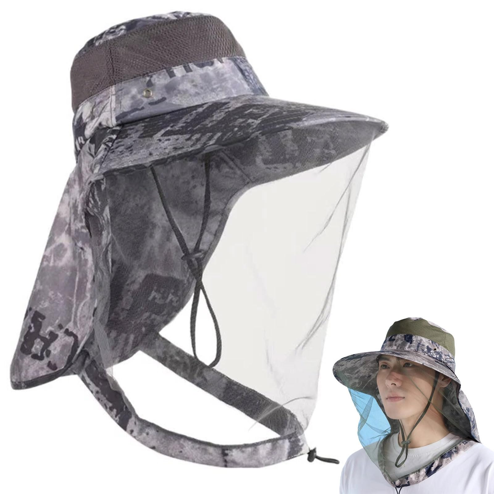 Cappello Apicoltore Con Rete Anti-Zanzare - Mimetico, Per Outdoor, Pesca, Campeggio - Foto 5