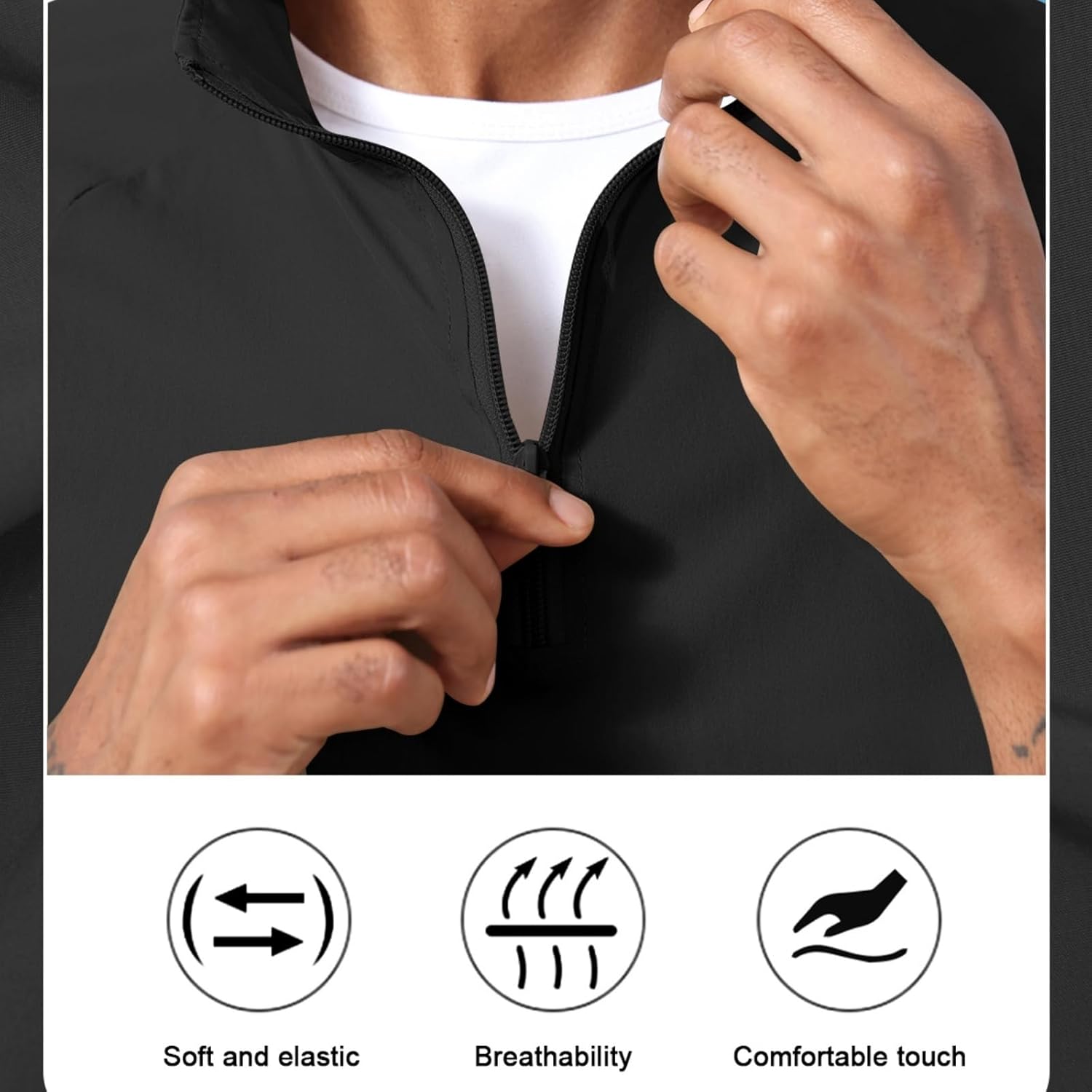 Aulemen Men's Casual Quarter Zip Pullover-Athletic Windbreaker Lightweight Jackets Hiking Golf for Men Mock Neck with Pockets - Image 6