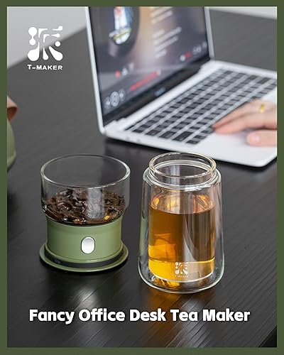 Miniatura 8 de ZENS Tetera infusora de vidrio moderna, tetera inteligente de un solo toque para difusores de té sueltos con taza aislada y funda portátil,