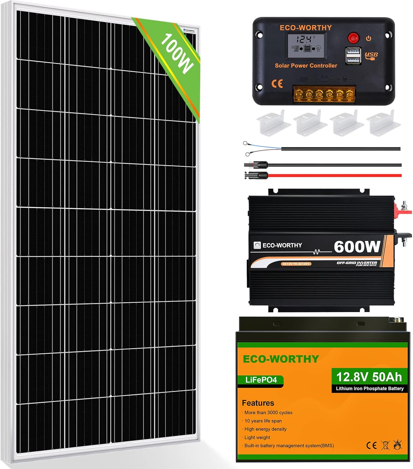 100 Watt Solar Panel Kit With Battery And Inverter