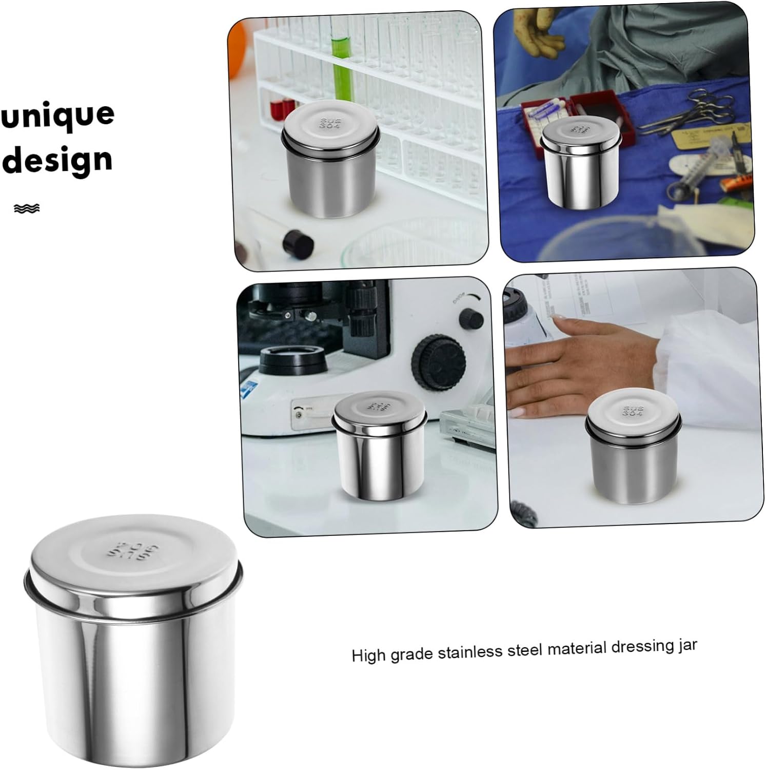 Luxshiny 2Pcs Stainless Steel Ointment Jar Iodine Resistant Medical Container with Lid for Storing Gauze Disinfection Cotton Balls Corrosion Resistant