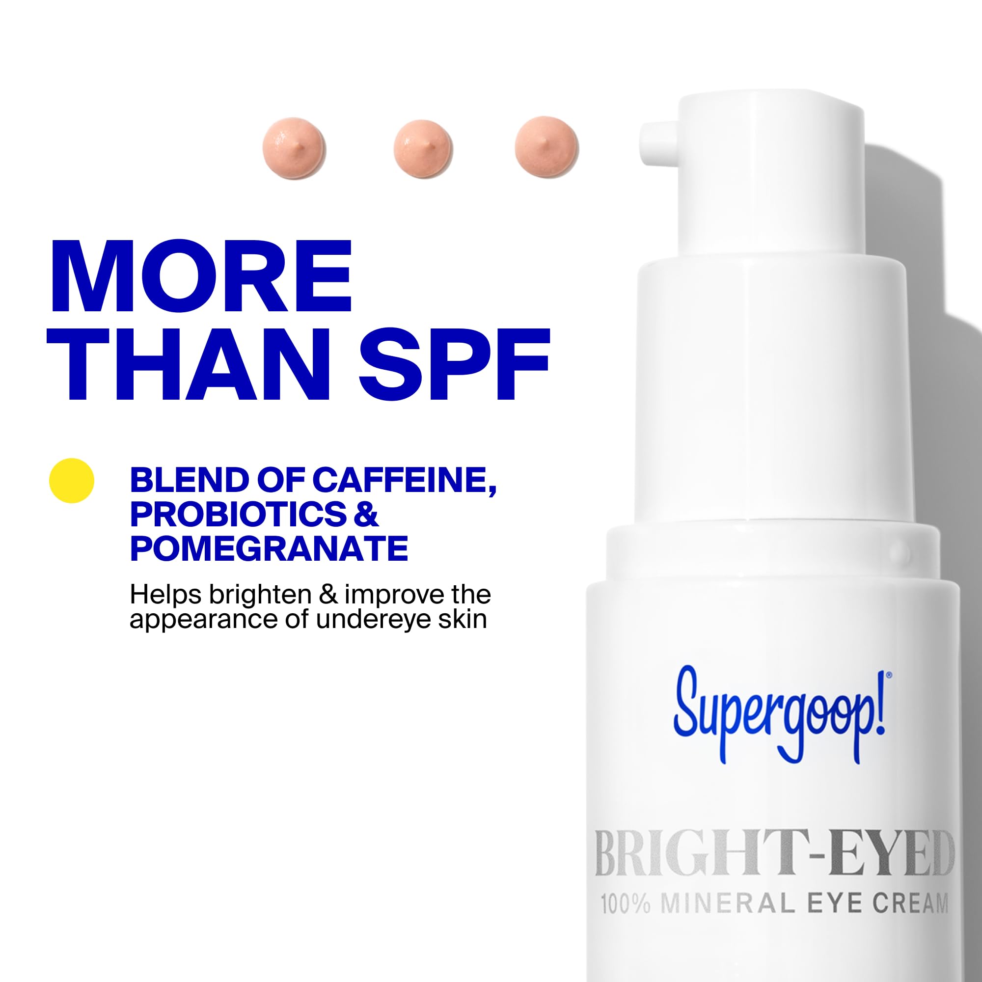 Supergoop! Bright-Eyed Mineral Eye Cream, 0.5 fl oz - SPF 40 PA+++ Hydrating & Illuminating Mineral Sunscreen - Under Eye Cream for Dark Circles & Puffiness - Revives Tired Eyes: 0.5 Fl Oz (Pack of 1)