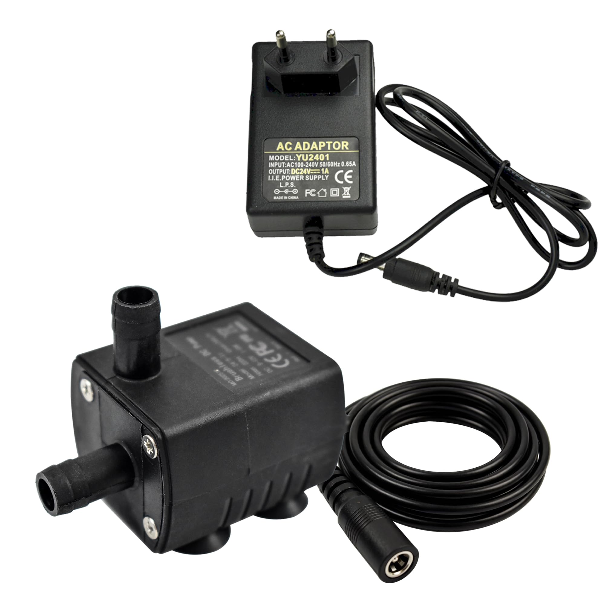 CONQUERALL DC 12V 5W Bird Bath Pump 200L/H 2m with Power Supply(EU) for Yard Drainage, Hydroponics and Solar Fountain