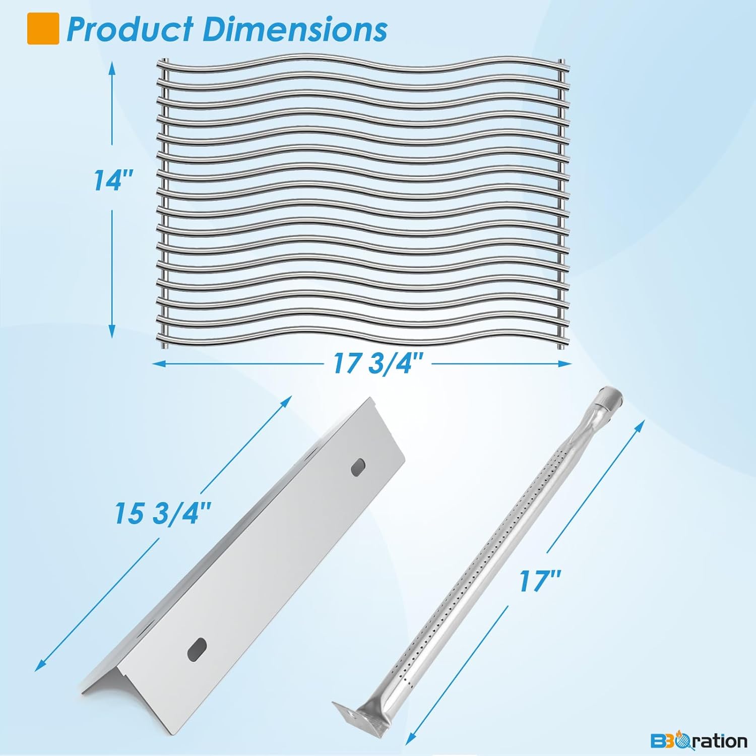 Grill Replacement Kit for Napoleon Prestige 500, Built-in Prestige 500, P500RSIBNK-3 BIP500RBNSS-3 BIP500RBNSS-3, Cooking Grid, Heat Plate and Burner for Napoleon