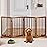 Mino Kesper Freestanding Pet Gate Foldable 4 Panel Dog Gate Walnut Dog Gates for Stair Doorways House Indoor (2 Support Feet Included)