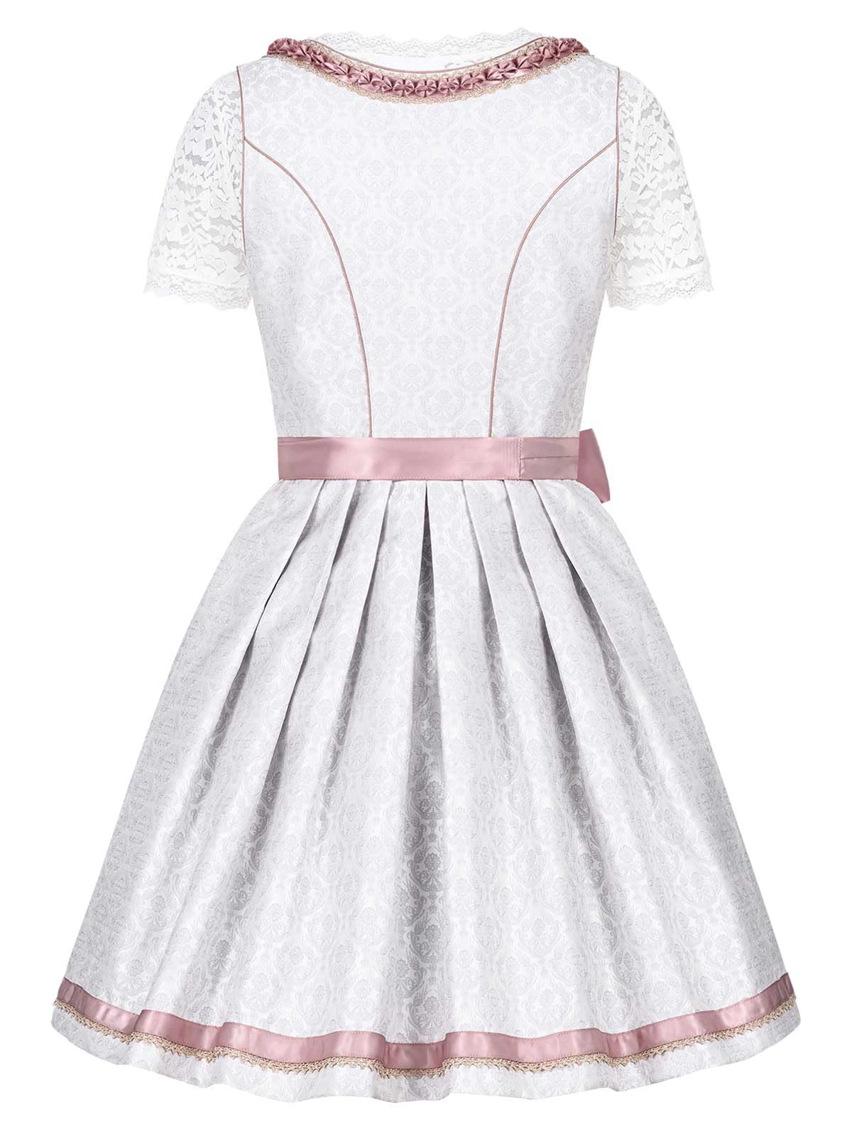 Steigenhöfer Manufaktur Dirndl Damen im Set - Oktoberfest Outfit - Set enthält Kleid Bluse und Schürze - Midi Dirndl mit 60cm Rocklänge - Miederhaken mit funkelnden Steinen und Perlen - Vicky