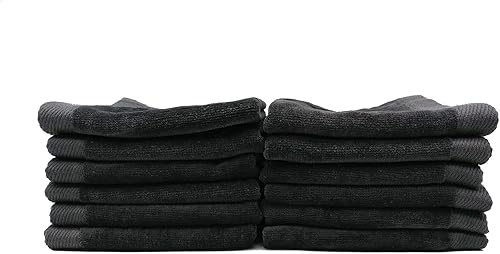 Juego de 12 toallas de tela de rizo color carbón disponible en Yaxa Venezuela